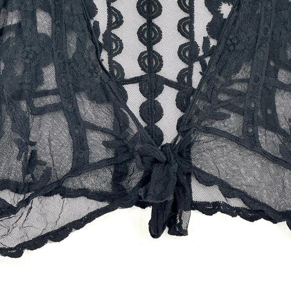 Lauren Conrad Tie Front Lace Shrug Women One Size Black Lightweight 3/4 Sleeve - Picture 8 of 10